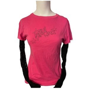 Paul Frank Pink Tee with Black Fishnet Sleeves 💖